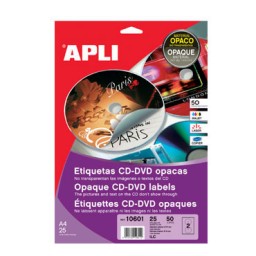 Etiqueta CD MEGA ø117 /18 mm. 100HJ Din A-4 (100U) Apli 11704