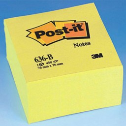 Cubo 450 notas Post-it amarillas 76 x 76 mm. 636-B