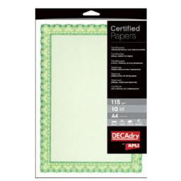 Papel diploma verde 10HJ Din A-4 115 g/m² Apli 11969